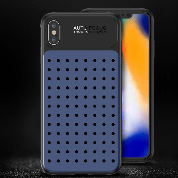 For iPhone XS Max Mesh Breathable PC + TPU Shockproof Protective Case with Holder