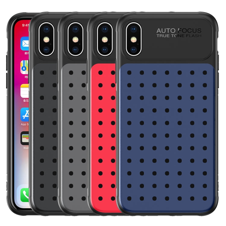 For iPhone XR Mesh Breathable PC + TPU Shockproof Protective Case with Holder