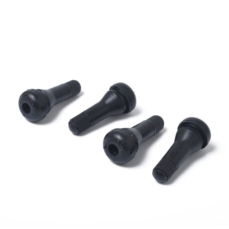 Snap-in Short Black Rubber Valve Stem (TR413) 4-Pack with Valve Core Wrench for Tubeless 0.453 Inch 11.5mm Rim Holes on Standard Vehicle Tires