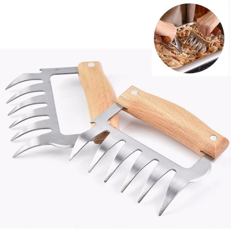 2 PCS Bear Claw Shaped stainless steel Barbecue Fork Chicken Shredded Wooden Handle  Anti-skid Creative Kitchen Fork Claw Meat Claw Splitter with