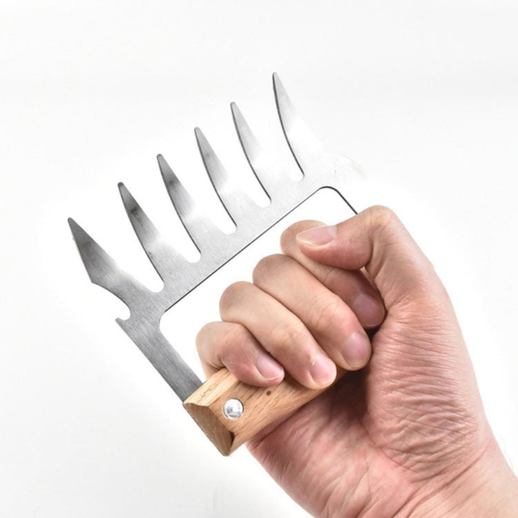 2 PCS Bear Claw Shaped stainless steel Barbecue Fork Chicken Shredded Wooden Handle  Anti-skid Creative Kitchen Fork Claw Meat Claw Splitter with