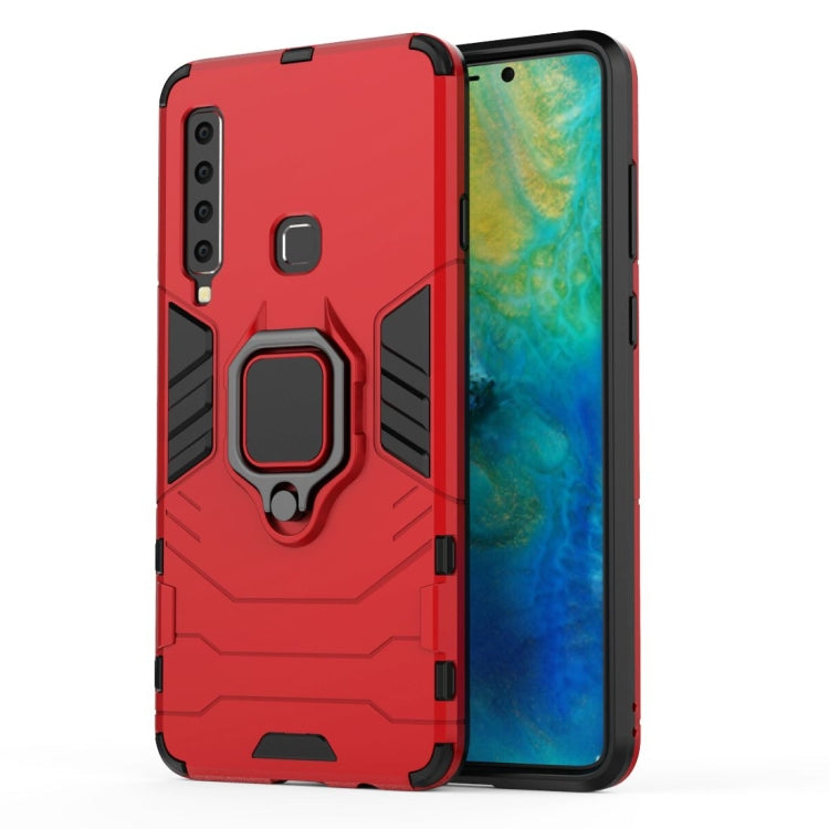 PC + TPU Shockproof Protective Case for Galaxy A9(2018), with Magnetic Ring Holder (Red)