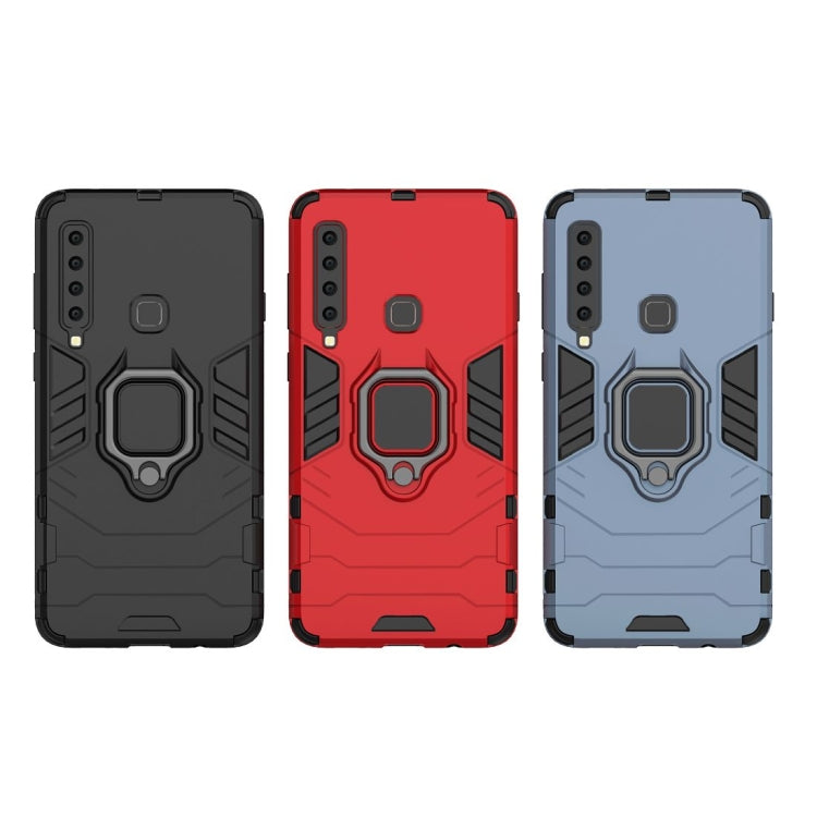 PC + TPU Shockproof Protective Case for Galaxy A9(2018), with Magnetic Ring Holder (Red)