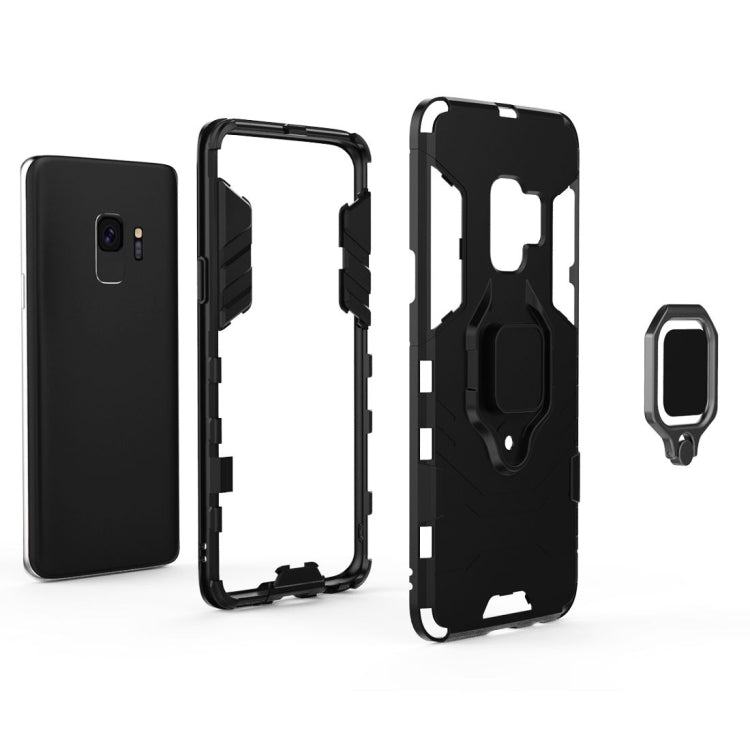 PC + TPU Shockproof Protective Case for Galaxy S9 , with Magnetic Ring Holder (Black)