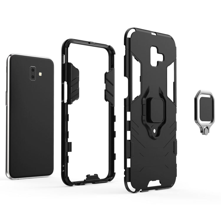 PC + TPU Shockproof Protective Case for Galaxy J6+, with Magnetic Ring Holder