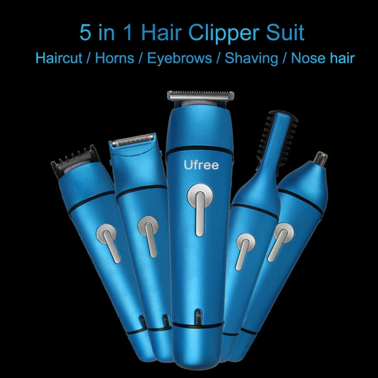 Ufree U-117 5 in 1 Multi-Function Stylist Hair Clipper Nose Hair Trimmer Haircut Shaver ((EU Plug)