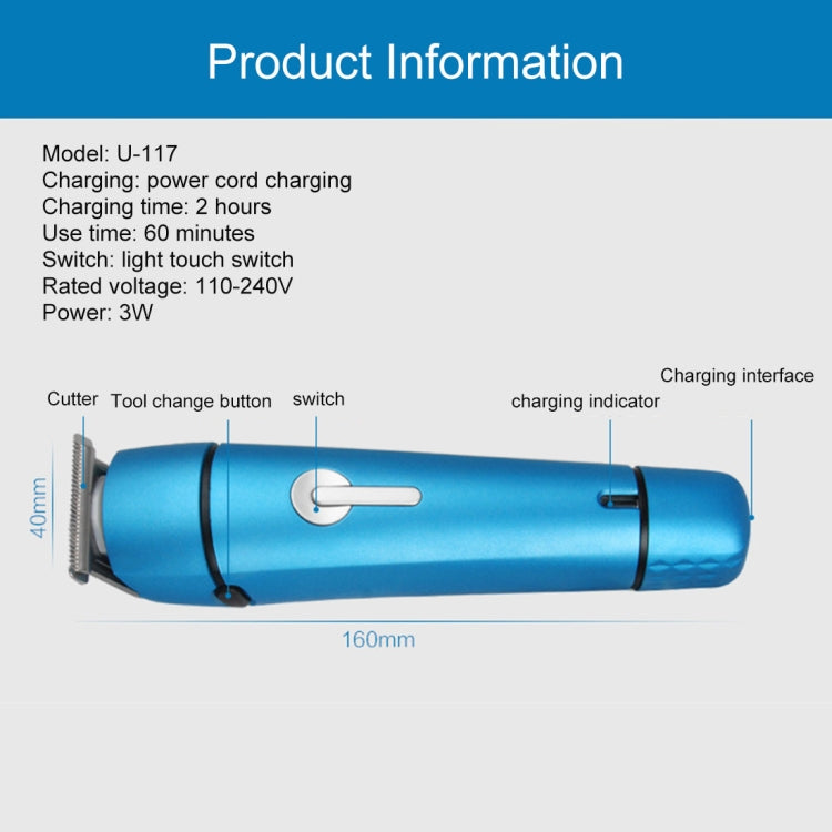 Ufree U-117 5 in 1 Multi-Function Stylist Hair Clipper Nose Hair Trimmer Haircut Shaver ((EU Plug)