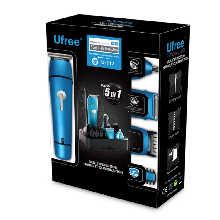 Ufree U-117 5 in 1 Multi-Function Stylist Hair Clipper Nose Hair Trimmer Haircut Shaver ((EU Plug)