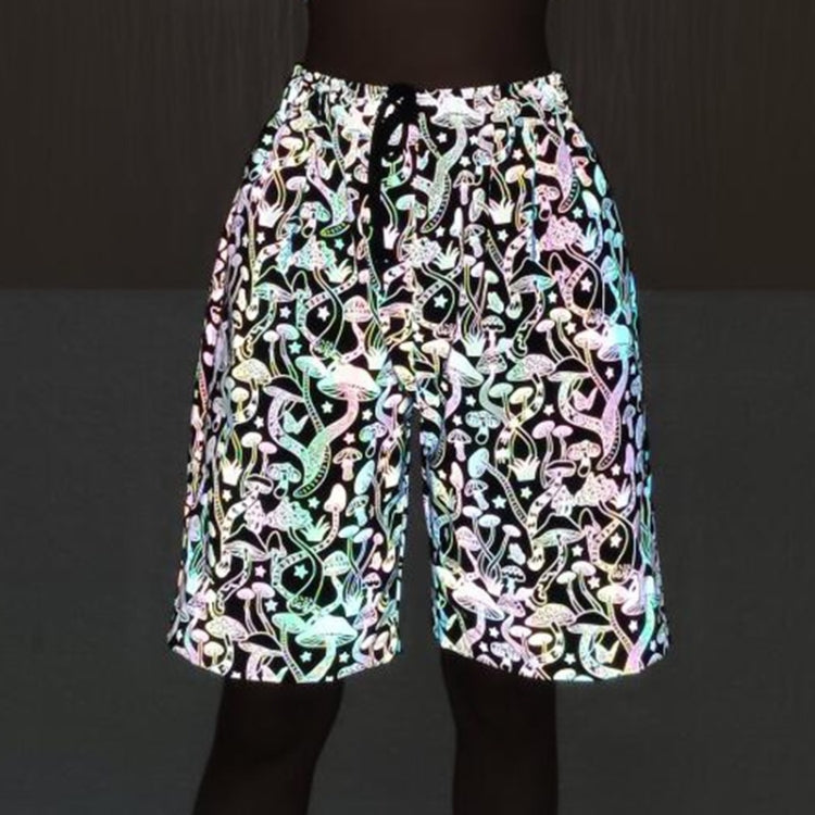 Summer Cartoon Mushroom Printed Colorful Reflective Shorts Loose