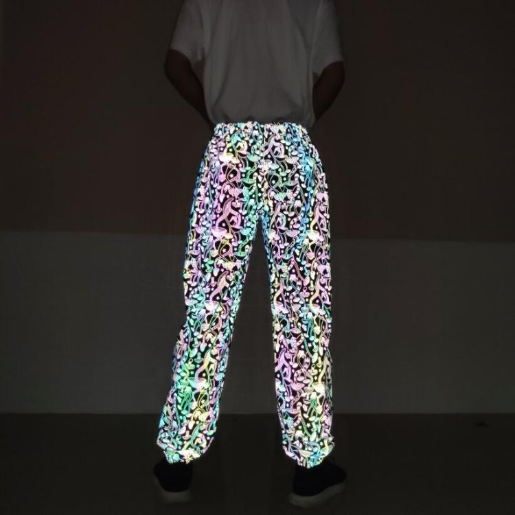 Spring And Autumn Cartoon Mushroom Printed Colorful Reflective Pants Loose Slim-fit Pants For Men
