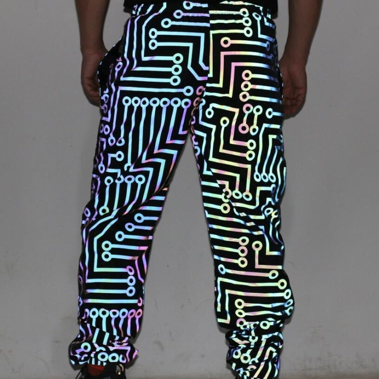 Spring And Autumn Electric Texture Printed Colorful Reflective Pants Loose Slim-fit Pants For Men
