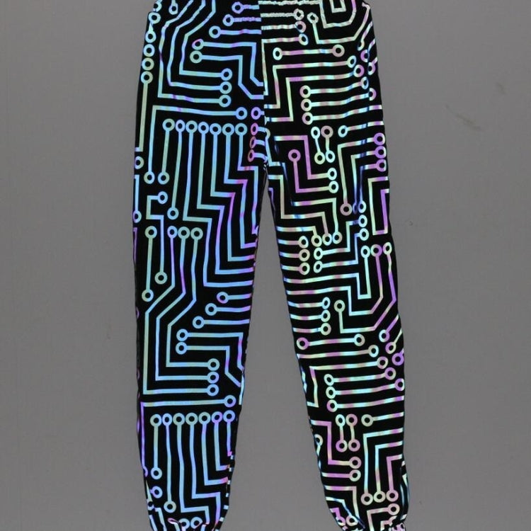 Spring And Autumn Electric Texture Printed Colorful Reflective Pants Loose Slim-fit Pants For Men