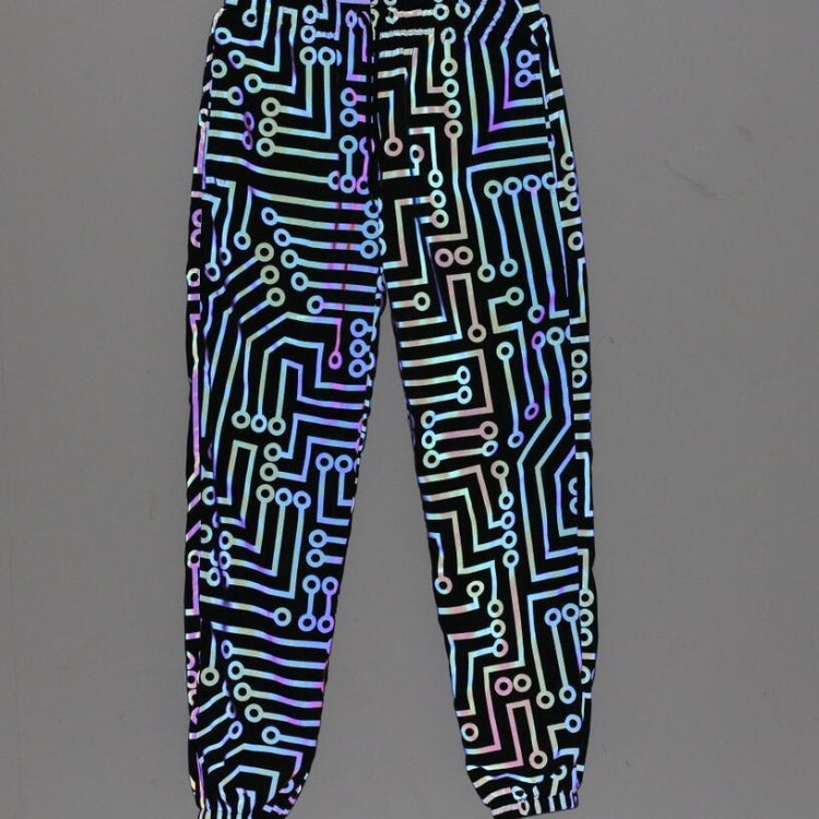 Spring And Autumn Electric Texture Printed Colorful Reflective Pants Loose Slim-fit Pants For Men