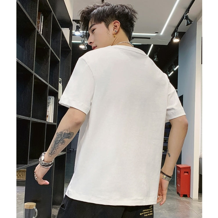 Men Cotton Printed Loose Short Sleeve T-shirt