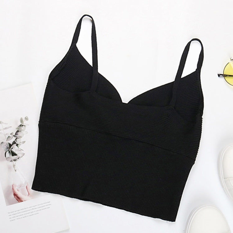 Summer Low-cut V-neck Short Cropped Knit Sling Solid Color Base Vest for Ladies