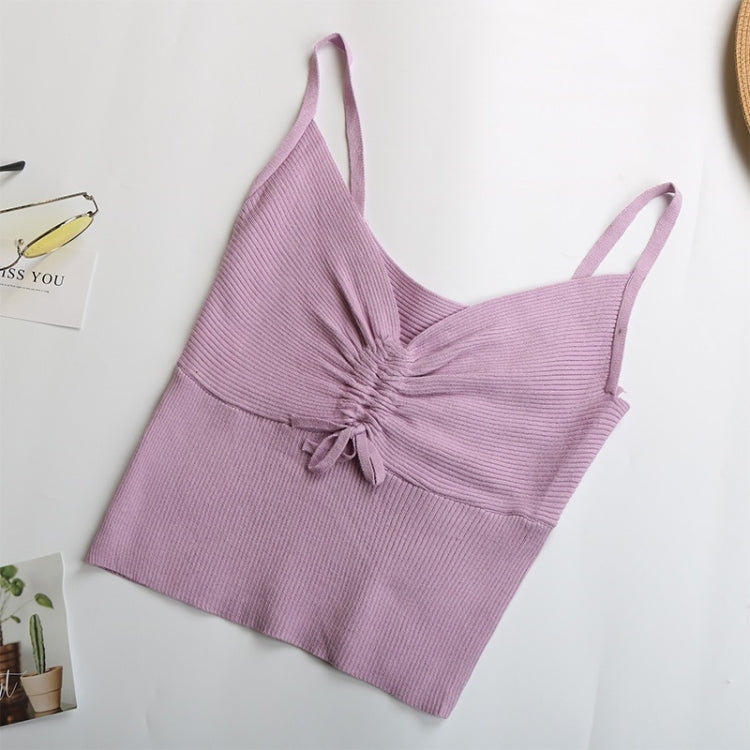 Summer Low-cut V-neck Short Cropped Knit Sling Solid Color Base Vest for Ladies