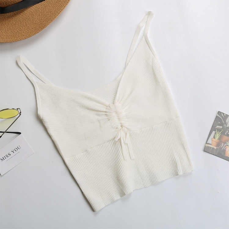 Summer Low-cut V-neck Short Cropped Knit Sling Solid Color Base Vest for Ladies