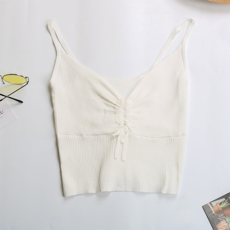 Summer Low-cut V-neck Short Cropped Knit Sling Solid Color Base Vest for Ladies