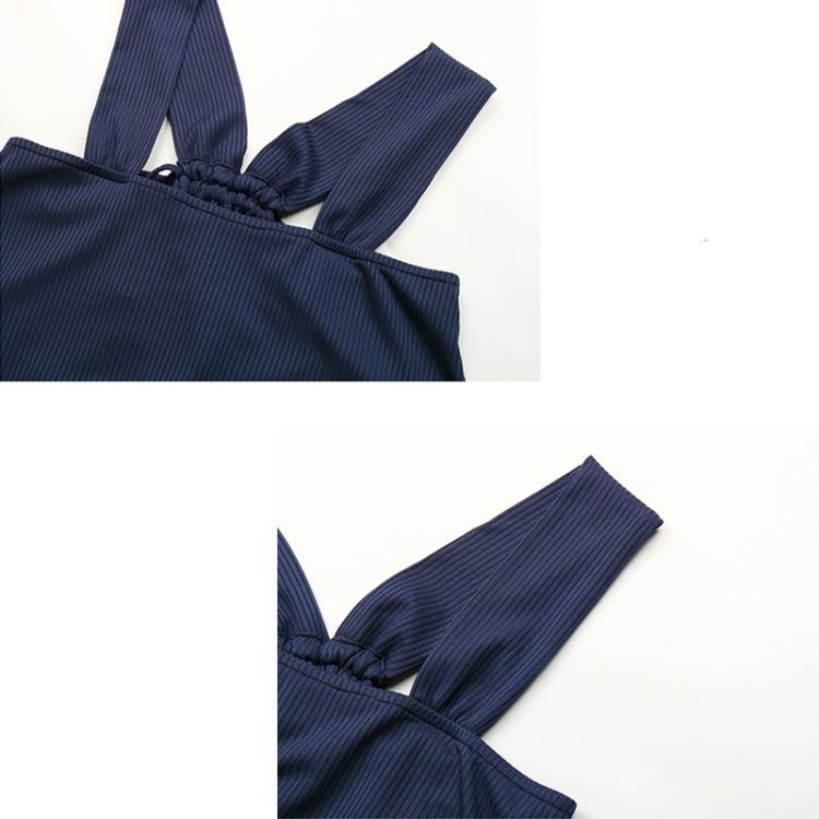 Summer Short Strappy Bowknot Knitted Sling Solid Color Halter Vest for Ladies