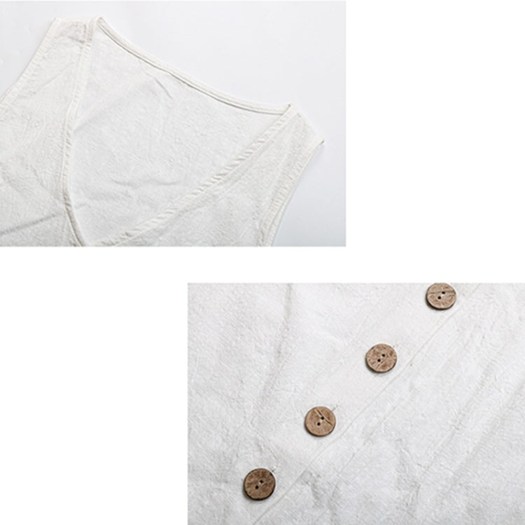 Summer Casual Solid Color V-neck Button Loose Vest for Ladies