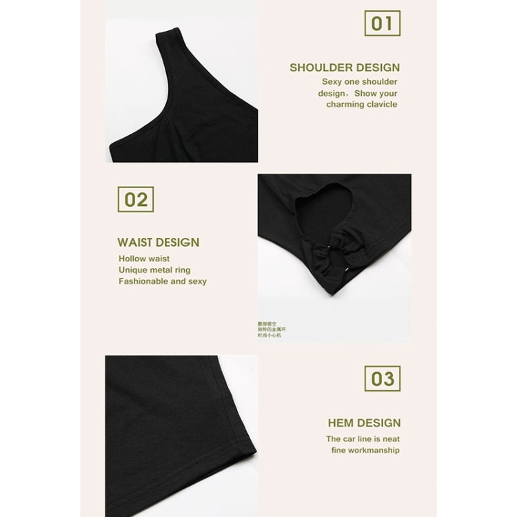 Summer Solid Color One-shoulder Hollow Casual Vest for Ladies