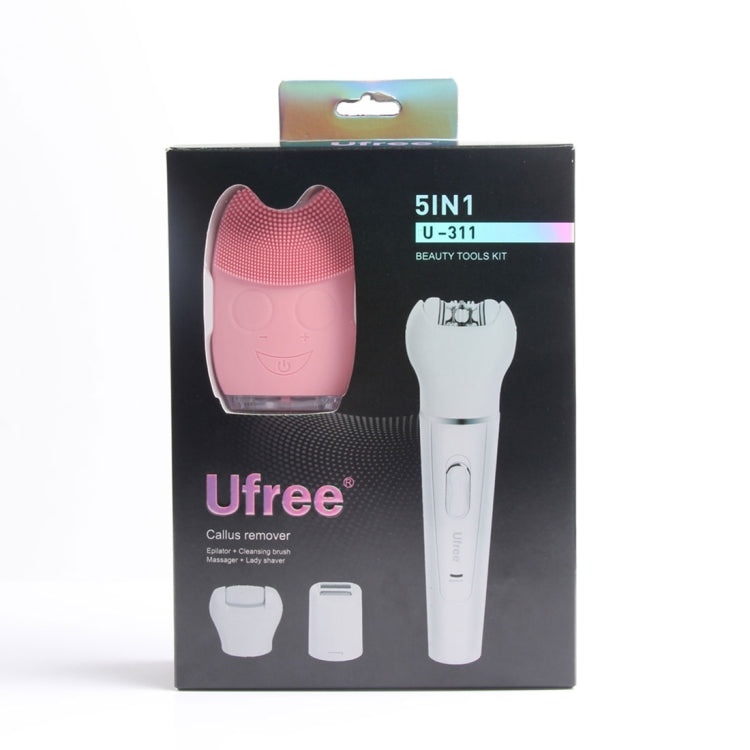 Ufree U-311 5 in 1 Beauty Tools Kit Cleansing Instrument Electric Plucking Device Shaving Knife Scrub Dead Skin Machine, (EU Pulg)