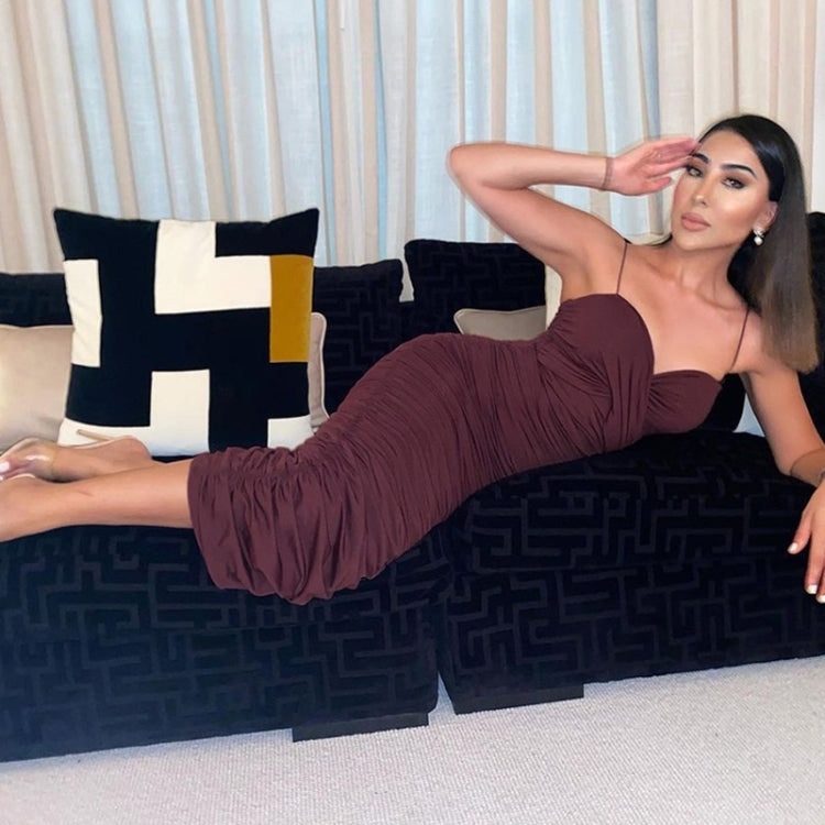 Ladies Sexy V-neck Belted Suspender Dress