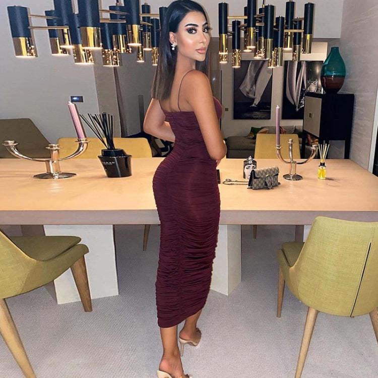Ladies Sexy V-neck Belted Suspender Dress