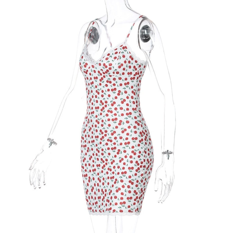 Ladies Sexy V-neck Lace Sling Print Dress