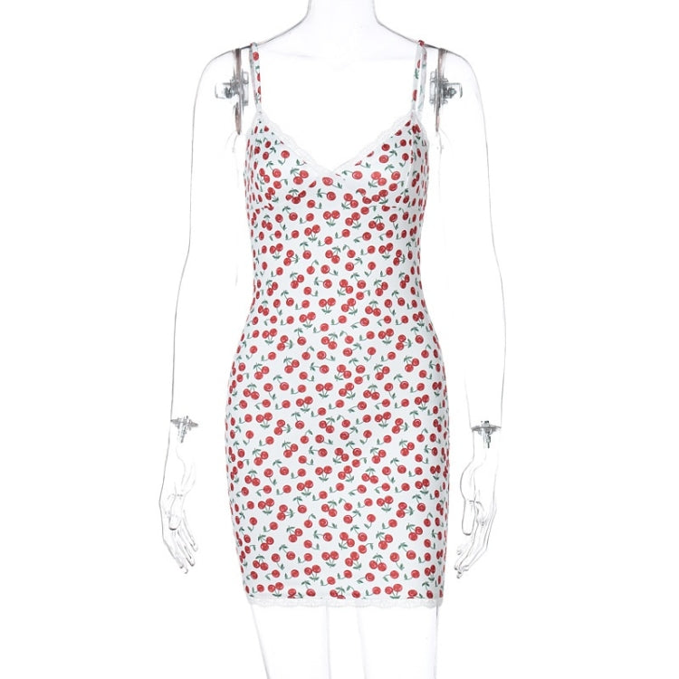 Ladies Sexy V-neck Lace Sling Print Dress