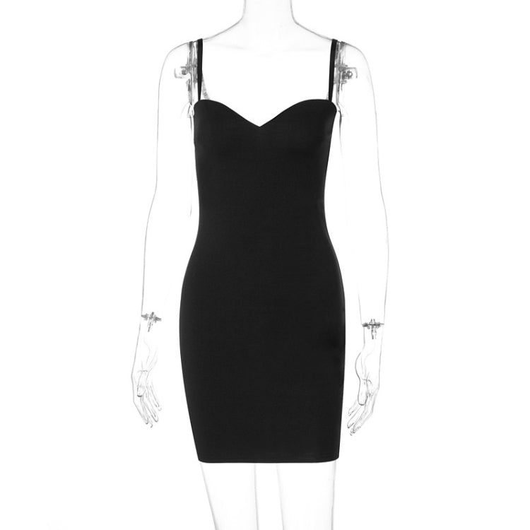Ladies Sexy Fashion Suspender Solid Color Dress