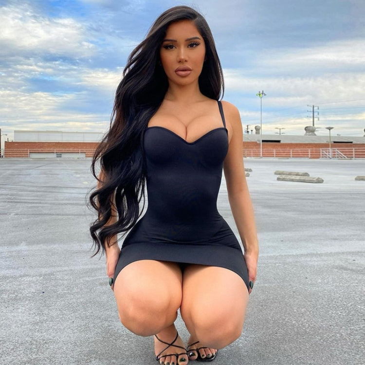 Ladies Sexy Fashion Suspender Solid Color Dress