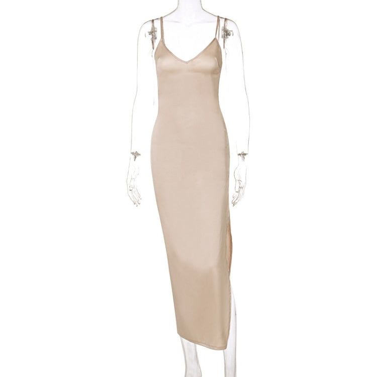 Ladies Sexy Open Back V-neck Split Dress