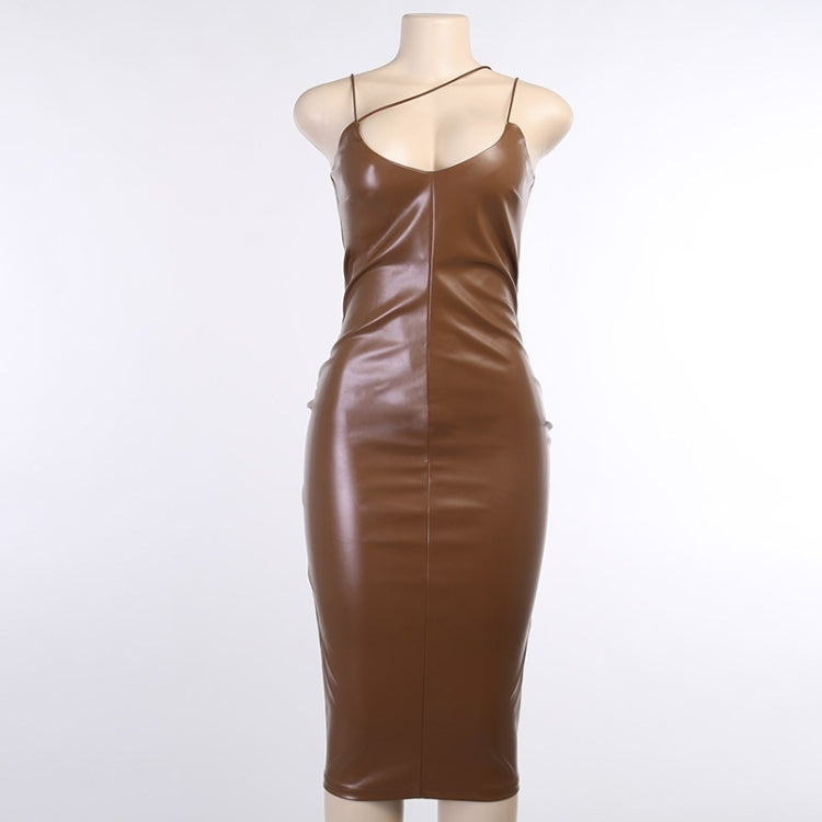 Ladies Sexy Show Chest Slit Leather Skirt