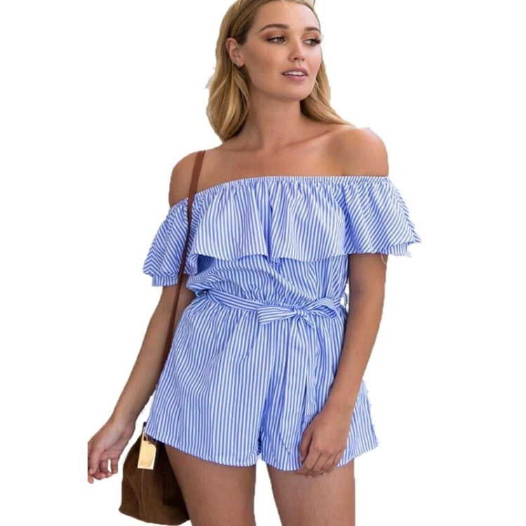Spring and Summer One-neck Striped Jumpsuit for Ladies