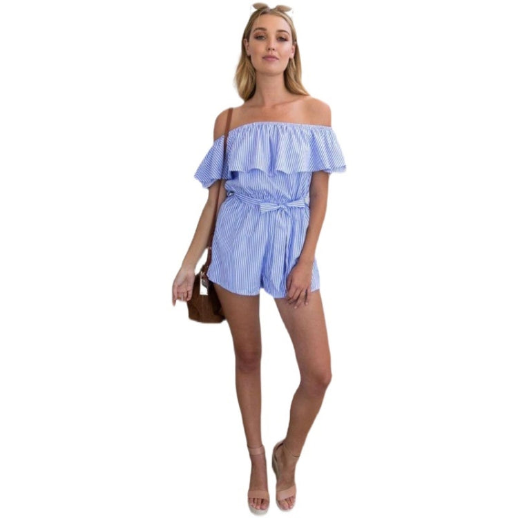 Spring and Summer One-neck Striped Jumpsuit for Ladies