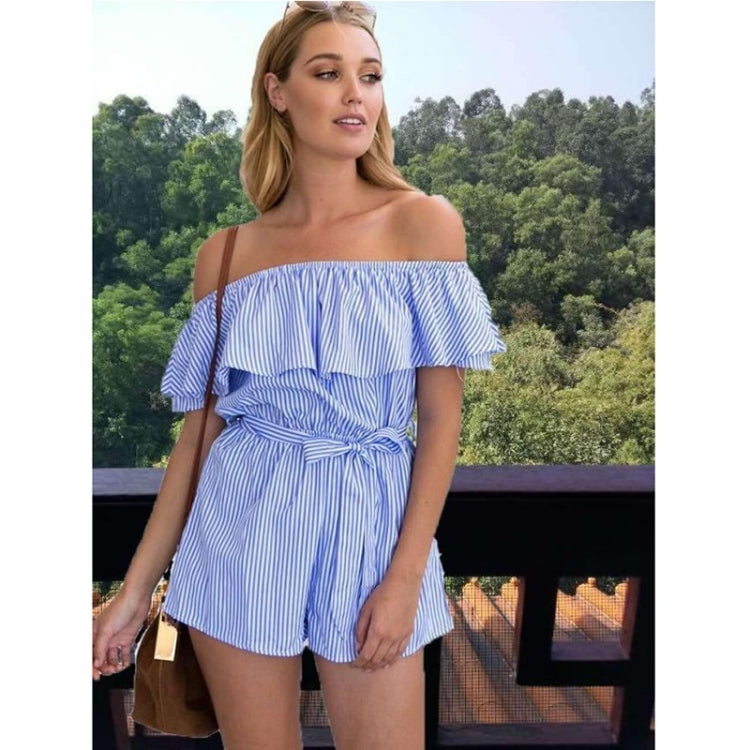 Spring and Summer One-neck Striped Jumpsuit for Ladies