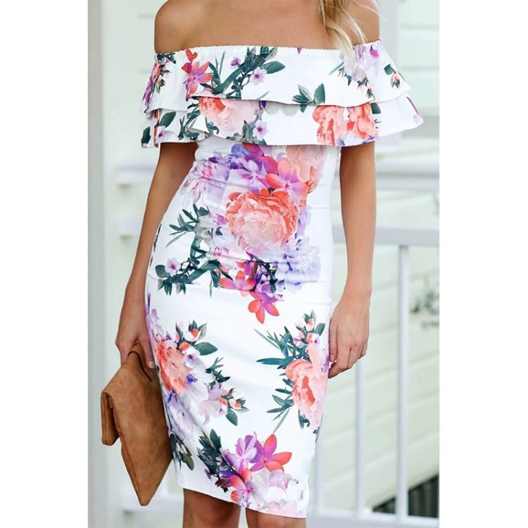 One-shoulder Slim Printed Dress for Ladies