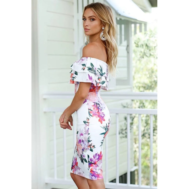 One-shoulder Slim Printed Dress for Ladies