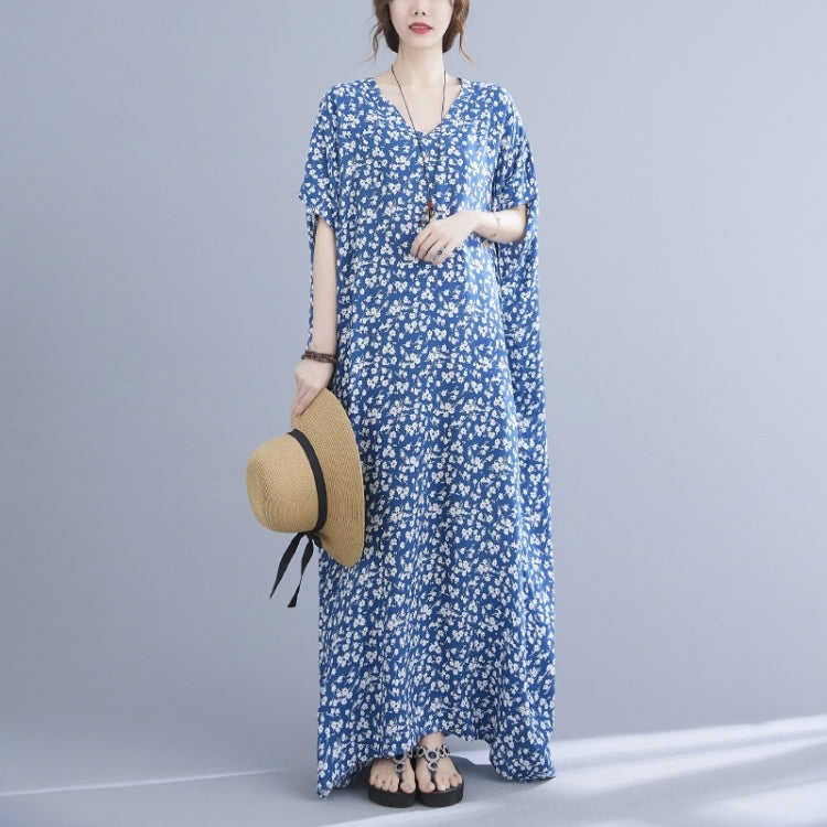 Ladies Summer Bohemian Small Floral Long Robe Dress (As Show)