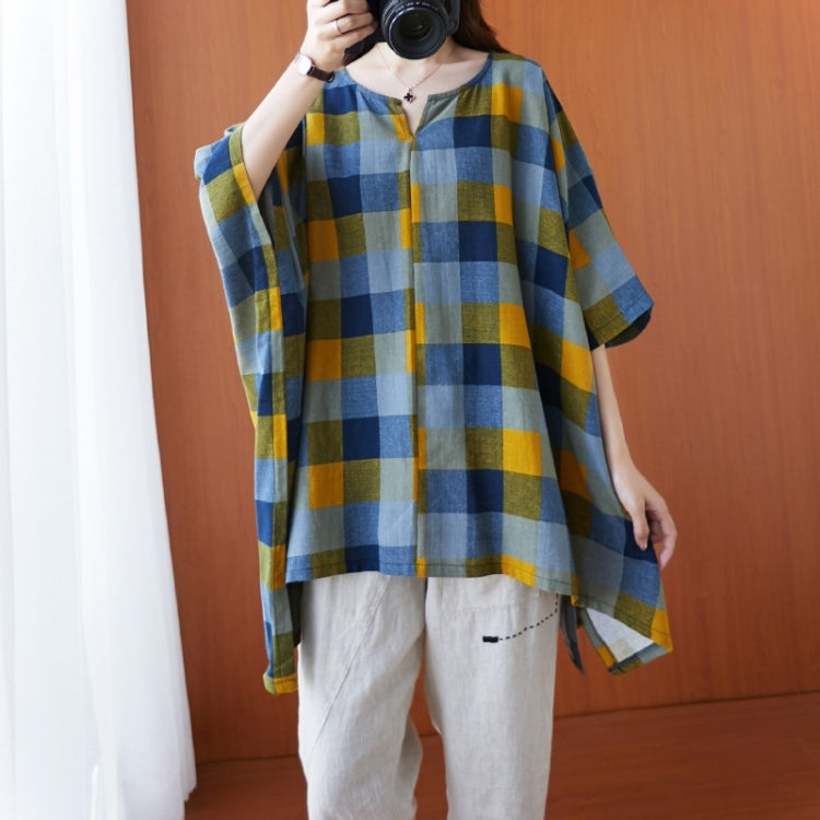 Ladies Cotton Linen Lattice Pullover Shirt (As Show)
