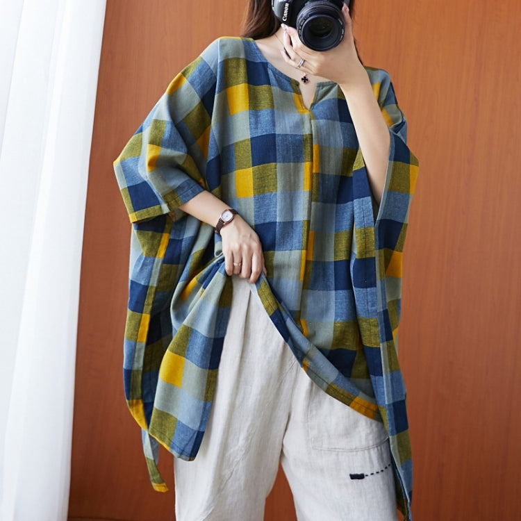 Ladies Cotton Linen Lattice Pullover Shirt (As Show)
