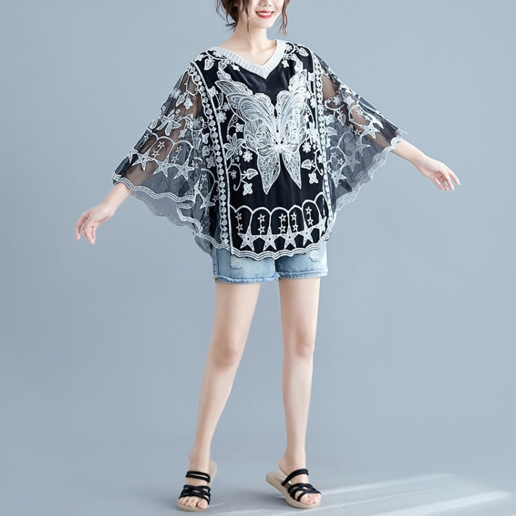 Ladies Summer Bat Sleeve Lace Top