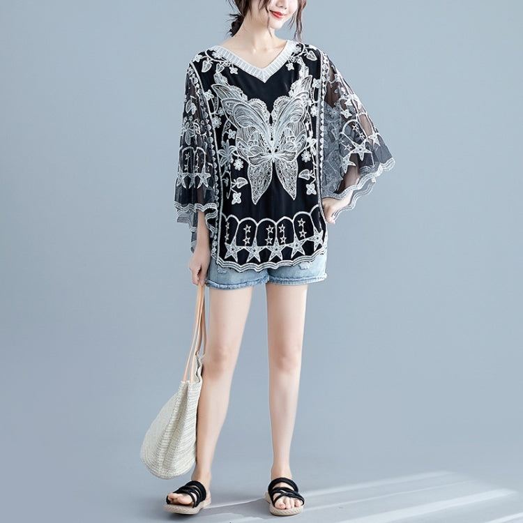 Ladies Summer Bat Sleeve Lace Top