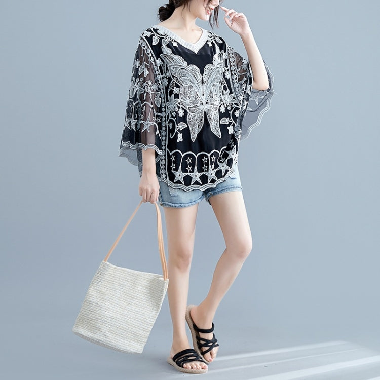 Ladies Summer Bat Sleeve Lace Top
