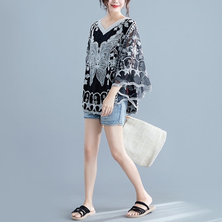 Ladies Summer Bat Sleeve Lace Top