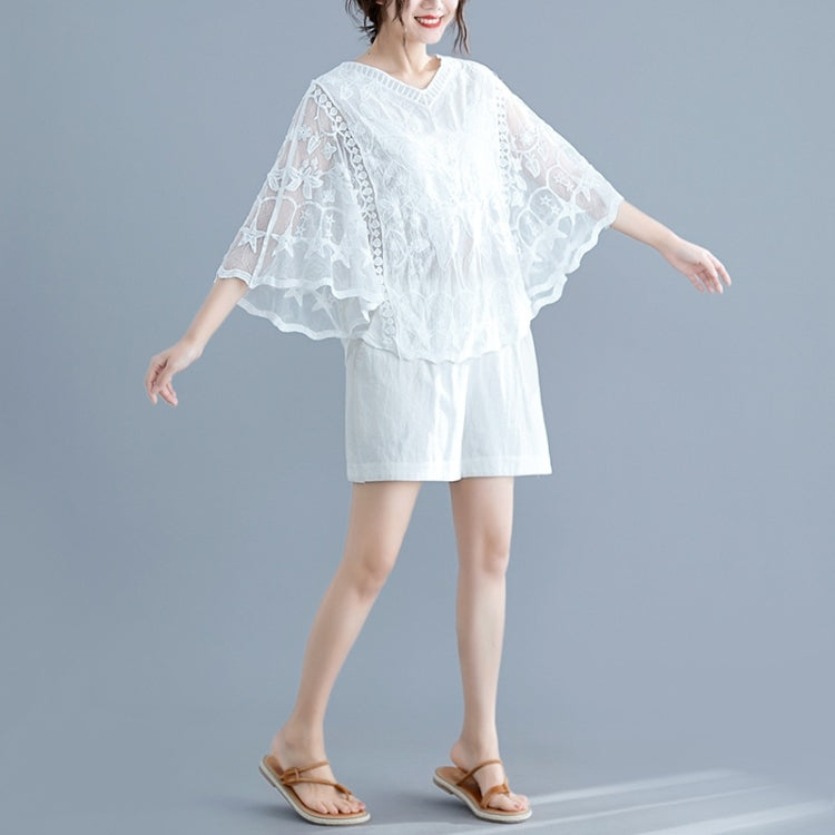 Ladies Summer Bat Sleeve Lace Top