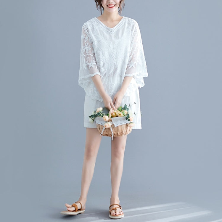 Ladies Summer Bat Sleeve Lace Top