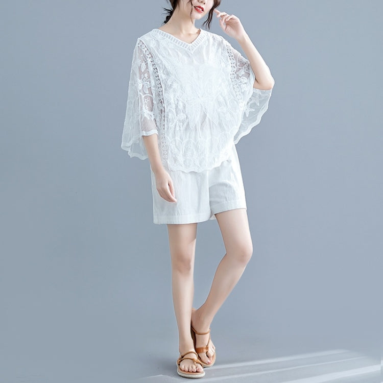 Ladies Summer Bat Sleeve Lace Top