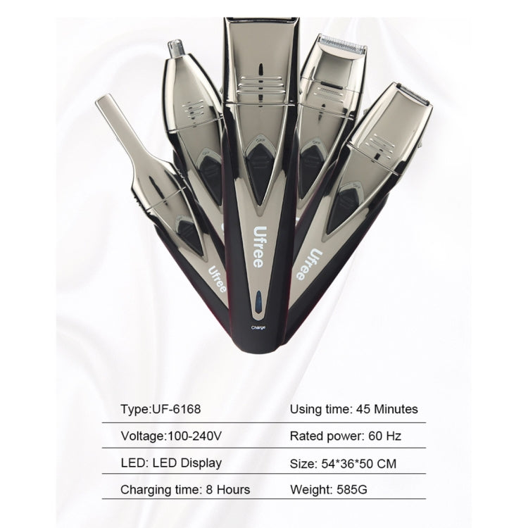 Ufree UF-6168 7 in 1 Grooming Kit Multi-Function Stylist Hair Clipper Nose Hair Trimmer Haircut Shaver ((EU Plug)